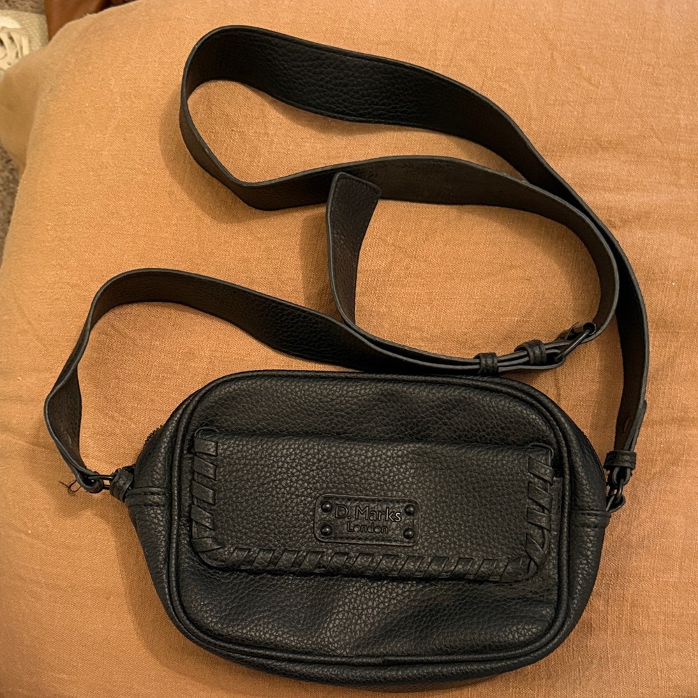 Elegant Black Leather- Like Crossbody Bag
